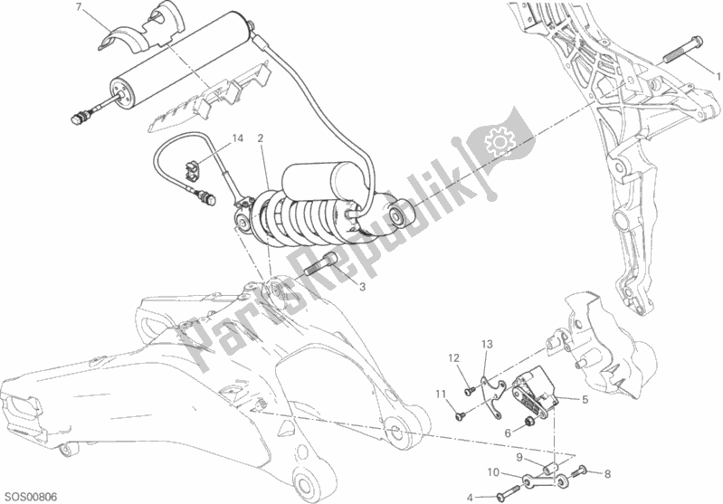 Todas las partes para Amortiguador Trasero de Ducati Multistrada 1200 Enduro Touring 2017